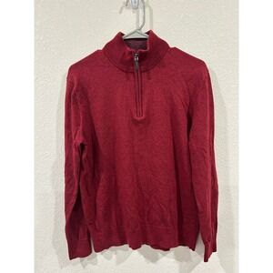 UNTUCKit Men Belguardo Large Red 100% Merino Wool 1/4 Zip Pullover Sweater